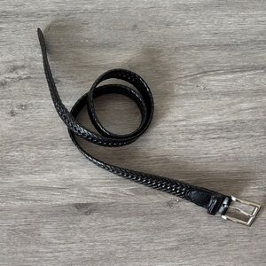 Black Braided Leather Belt